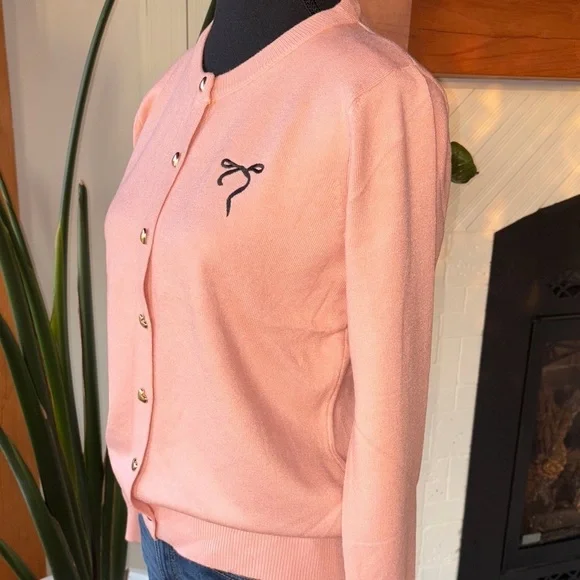 Chic Pink Button-Up Cardigan - Picture 8 of 9